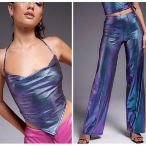 Motel Rocks Purple Metallic Set (Top & Pants) - Size M